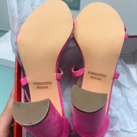 carcuume amber hot pink velvet block heels womens 10 - Picture 6 of 7